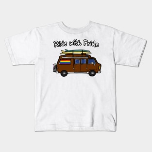 Gay Pride Ride Camper Car Road Trip Kids T-Shirt